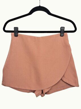BOMY Wrap Front Skort Shorts Blush Tan Mini S/M NEW